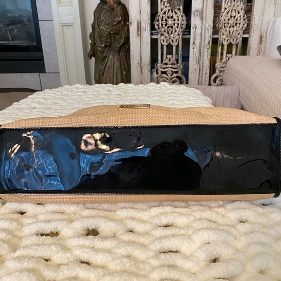 Badgley Mischka Rattan and Pattent Leather Tote - Picture 6 of 7